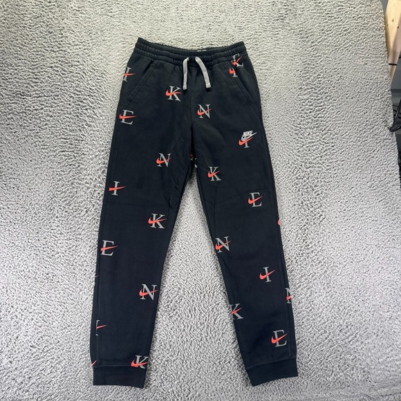 Nike Other - VTG Nike Sportswear Club Sweatpant Boys XL Black All-Over Print Jogger Tapered